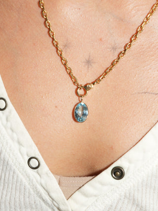 Brighton Sky Blue Topaz Oval Cut Charm in Yellow 14k Gold