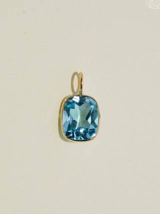 Call Out Sky Blue Topaz Cushion Cut Charm in Yellow 14k Gold