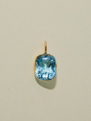 Call Out Sky Blue Topaz Cushion Cut Charm in Yellow 14k Gold