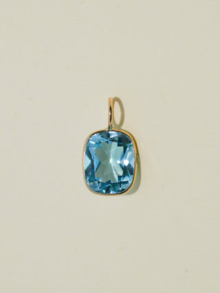 Call Out Sky Blue Topaz Cushion Cut Charm in Yellow 14k Gold