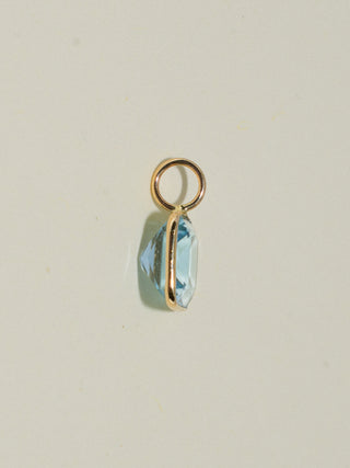 Clear as Sky Blue Topaz Cushion Cut Charm in Yellow 14k Gold