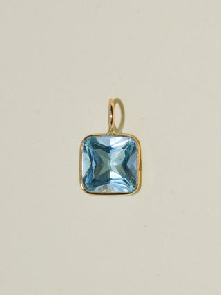 Clear as Sky Blue Topaz Cushion Cut Charm in Yellow 14k Gold