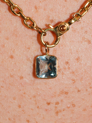 Clear as Sky Blue Topaz Cushion Cut Charm in Yellow 14k Gold