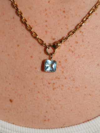 Clear as Sky Blue Topaz Cushion Cut Charm in Yellow 14k Gold