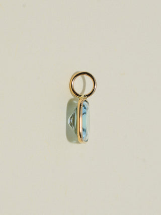 Dream Date Sky Blue Topaz Asscher Cut Charm in Yellow 14k Gold