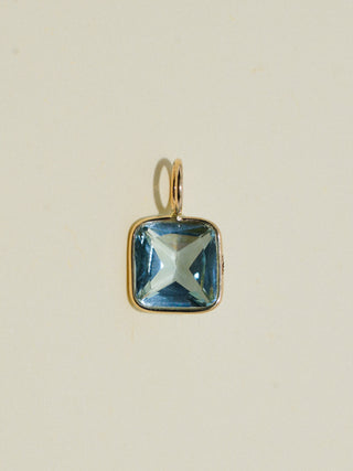 Dream Date Sky Blue Topaz Asscher Cut Charm in Yellow 14k Gold