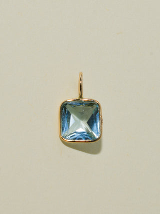 Dream Date Sky Blue Topaz Asscher Cut Charm in Yellow 14k Gold