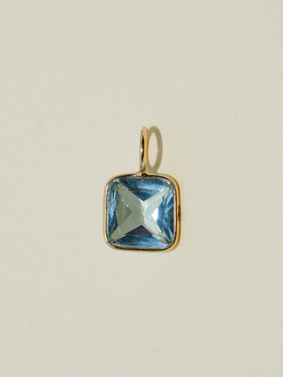 Dream Date Sky Blue Topaz Asscher Cut Charm in Yellow 14k Gold