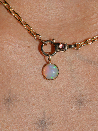 Galaxy girl Opal Round Cabochon Charm in Yellow 14k Gold