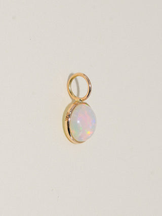 Galaxy girl Opal Round Cabochon Charm in Yellow 14k Gold