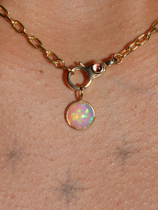 Pixie Dust Opal Round Cabochon Charm in Yellow 14k Gold
