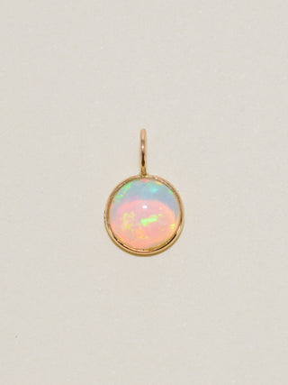 Pixie Dust Opal Round Cabochon Charm in Yellow 14k Gold