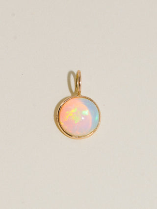Pixie Dust Opal Round Cabochon Charm in Yellow 14k Gold