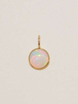 October Baby Opal Round Cabochon Charm in Yellow 14k Gold