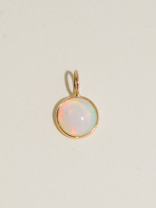 October Baby Opal Round Cabochon Charm in Yellow 14k Gold