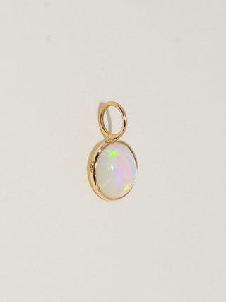 October Baby Opal Round Cabochon Charm in Yellow 14k Gold