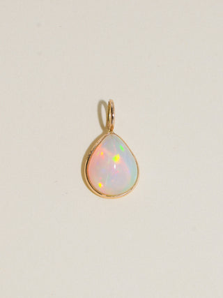 Libra Love Opal Teardrop Cabochon Charm in Yellow 14k Gold