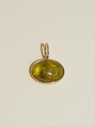 Potion Stone Grossular Garnet East to West Oval Cabochon Charm in Yellow 14k Gold