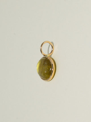 Potion Stone Grossular Garnet East to West Oval Cabochon Charm in Yellow 14k Gold