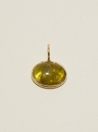 Potion Stone Grossular Garnet East to West Oval Cabochon Charm in Yellow 14k Gold