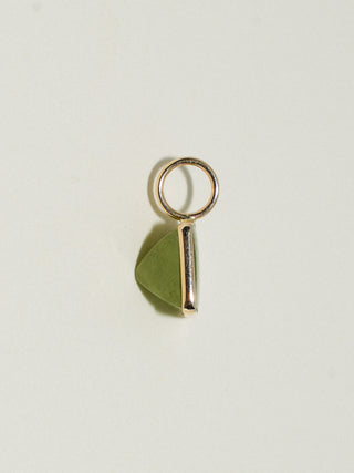 Amphibian Grossular Garnet Square Cabochon Charm in Yellow 14k Gold
