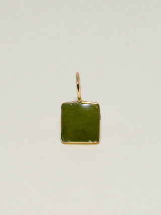 Amphibian Grossular Garnet Square Cabochon Charm in Yellow 14k Gold