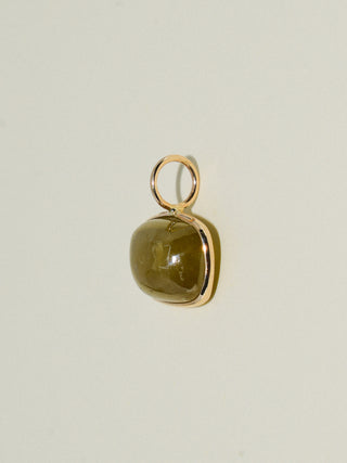 Lizard Wizard Grossular Garnet East West Cushion Cut Charm in Yellow 14k Gold