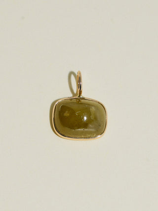 Lizard Wizard Grossular Garnet East West Cushion Cut Charm in Yellow 14k Gold
