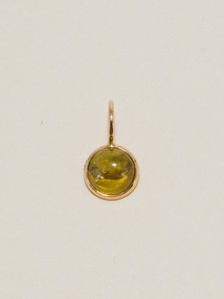 Mummy Grossular Garnet Round Cabochon Charm in Yellow 14k Gold