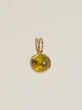Mummy Grossular Garnet Round Cabochon Charm in Yellow 14k Gold