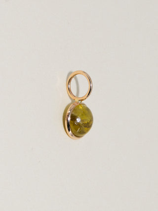 Mummy Grossular Garnet Round Cabochon Charm in Yellow 14k Gold