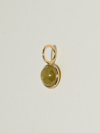 Swampy Grossular Garnet Round Cabochon Charm in Yellow 14k Gold