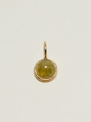 Swampy Grossular Garnet Round Cabochon Charm in Yellow 14k Gold