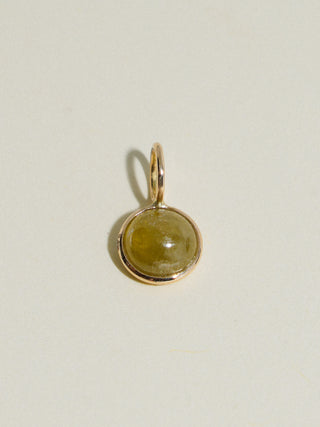 Swampy Grossular Garnet Round Cabochon Charm in Yellow 14k Gold