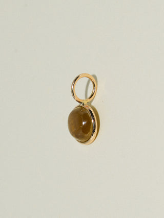 Margaret Grossular Garnet Oval Cabochon Charm in Yellow 14k Gold