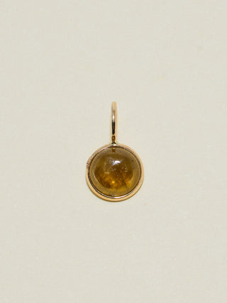 Margaret Grossular Garnet Oval Cabochon Charm in Yellow 14k Gold