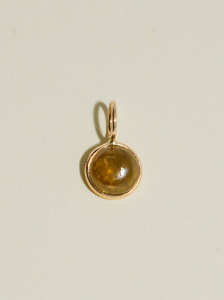 Margaret Grossular Garnet Oval Cabochon Charm in Yellow 14k Gold