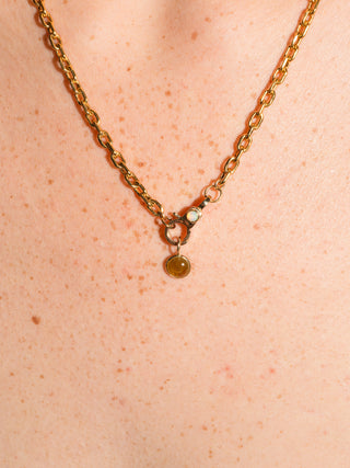Margaret Grossular Garnet Oval Cabochon Charm in Yellow 14k Gold