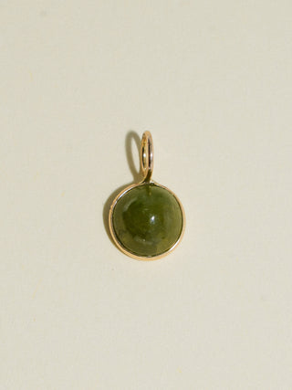 Goblin Grossular Garnet Round Cabochon Charm in Yellow 14k Gold
