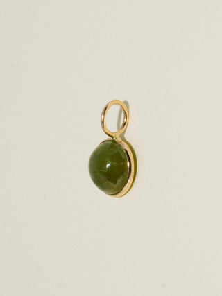 Goblin Grossular Garnet Round Cabochon Charm in Yellow 14k Gold