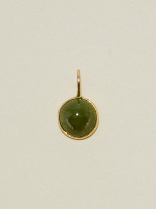 Goblin Grossular Garnet Round Cabochon Charm in Yellow 14k Gold