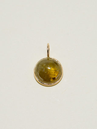 Frog Pond Grossular Garnet Round Cabochon Charm in Yellow 14k Gold