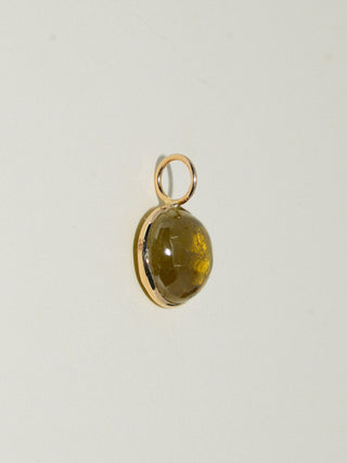 Frog Pond Grossular Garnet Round Cabochon Charm in Yellow 14k Gold
