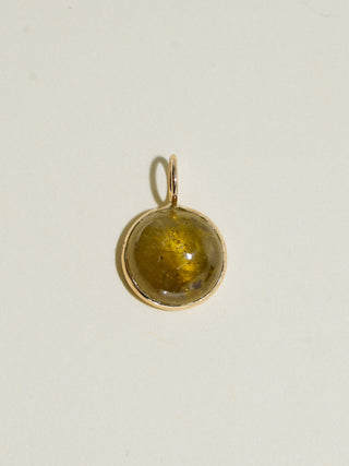 Frog Pond Grossular Garnet Round Cabochon Charm in Yellow 14k Gold