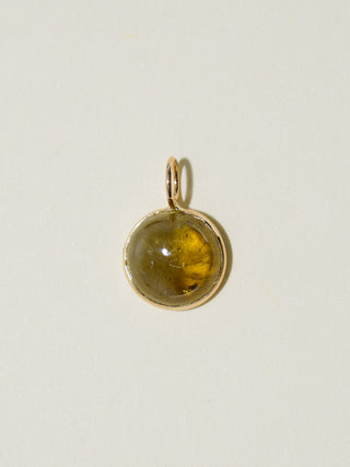 Frog Pond Grossular Garnet Round Cabochon Charm in Yellow 14k Gold