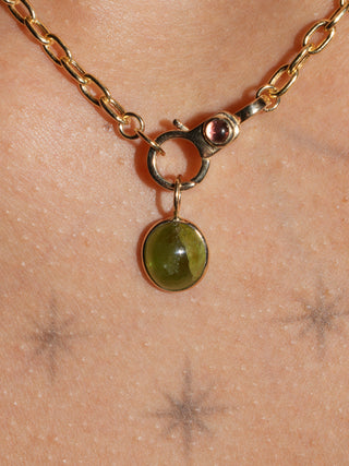 Ogre Grossular Garnet Oval Cabochon Charm in Yellow 14k Gold