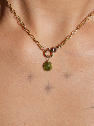 Ogre Grossular Garnet Oval Cabochon Charm in Yellow 14k Gold