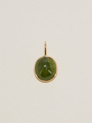 Ogre Grossular Garnet Oval Cabochon Charm in Yellow 14k Gold