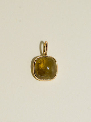 Haunted Garden Grossular Garnet Cushion Cabochon Charm in Yellow 14k Gold