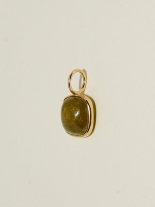 Haunted Garden Grossular Garnet Cushion Cabochon Charm in Yellow 14k Gold